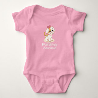 Body Girl Puppy Dog with Pink Bow Baby Bodysuit