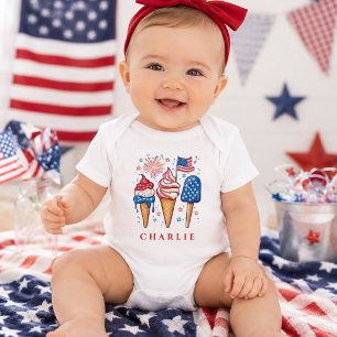 Body Glace Patriotique Moderne Bébé Personnalisé 