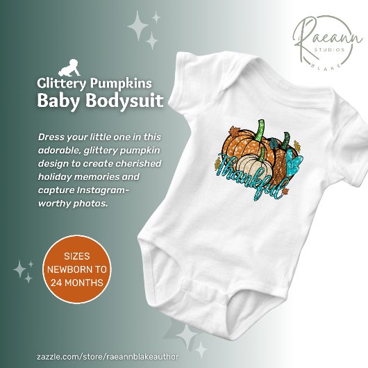 Body Glittery Citrouilles Baby Thanksgiving Bodysuit