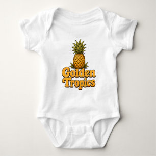 Body Graphiques Rétro Ananas Tropiques Dorés