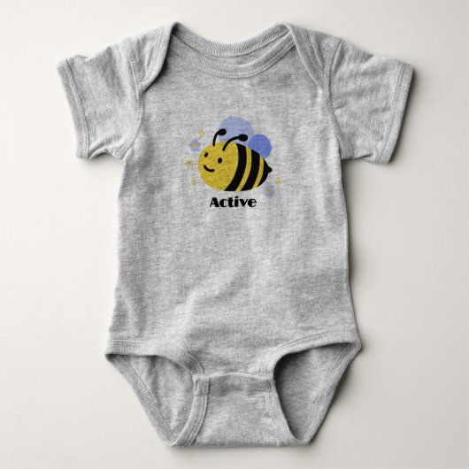Body Grey Bee Baby pour garçons et filles (Devant)