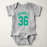 Body Gris et émeraude vert bébé | Design Jersey Sport<br><div class="desc">Gris et émeraude vert bébé | Sports Jersey Design ・ Baby Football Bodysuit</div>