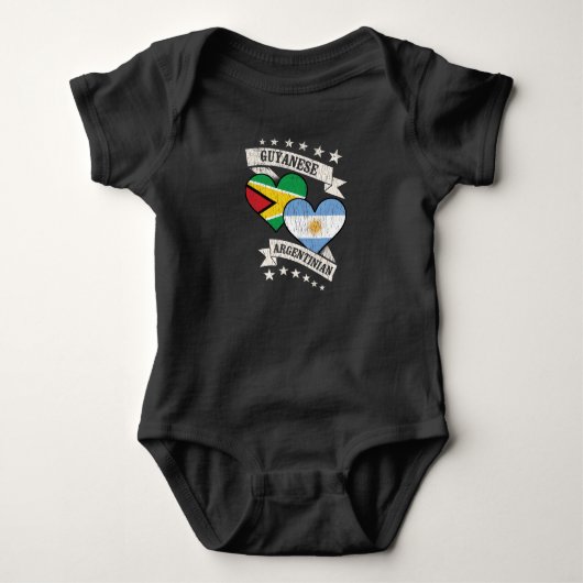 Body Guyane Argentine Drapeaux cardiaques Guyana Argent (Devant)