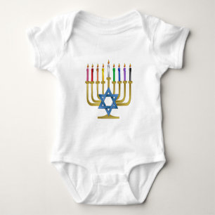 Body Hanoukka Rainbow Candles Gold Menorah