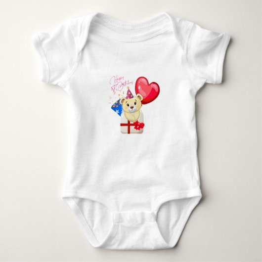 Body Happy 1st Birthday Bear baby Bodysuit (Devant)