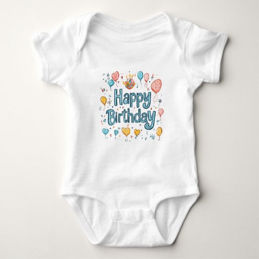 Body Happy 1st Birthday – Cute balloon (Devant)