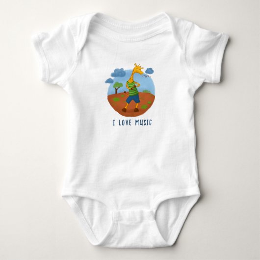 Body Happy Giraffe Cartoon Personalized Baby Bodysuit (Devant)