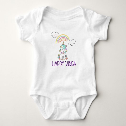 Body Happy Vibes Typographie mignonne souriant Unicorn (Devant)