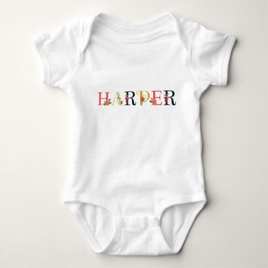 Body HARPER Broderie avec fleurs et prénom (Devant)
