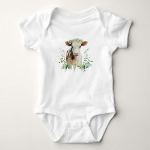 Body Heifer rouge et blanc (vache) avec fleurs