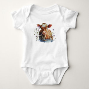 Body Heifer rouge (vache) avec fleurs
