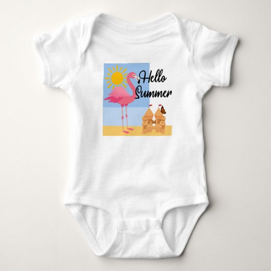 Body Hello Summer Pink Flamant rose Design - Baby Jerse (Devant)