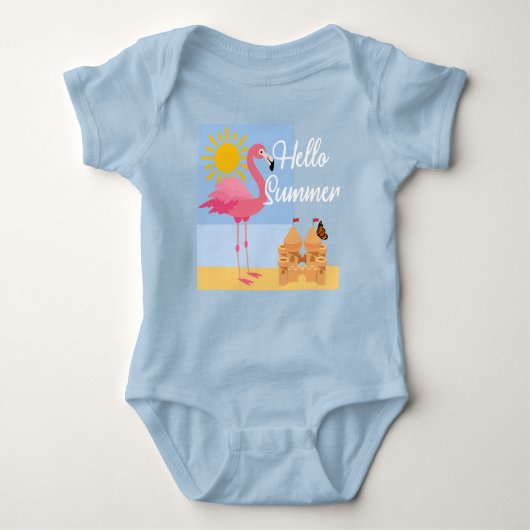 Body Hello Summer Pink Flamant rose Design - Baby Jerse (Devant)