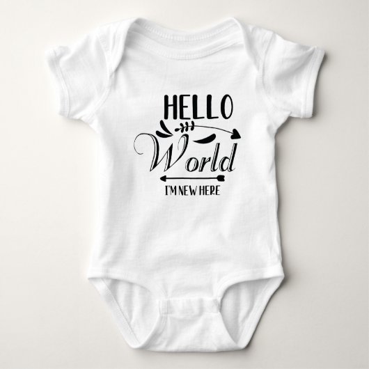 Body "Hello World i'm new here" Funny Baby Bodysuit (Devant)