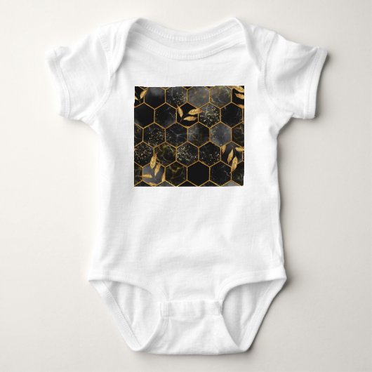 Body Hexagon de marbre, Texture Feuille d'or. (Devant)
