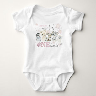 Body Hiver Onederland Animaux Arctiques Rose 1er Annive