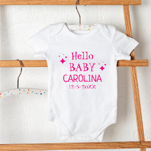 Body Hot Pink Hello Baby Nom de l'enfant DOB