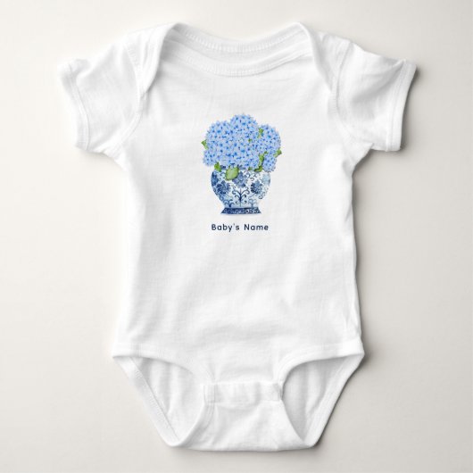 Body Hydrangea Bleu Côtiers Chinoiserie Nantucket Bébé (Devant)
