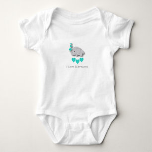 Body I Love Elephants - Turquoise
