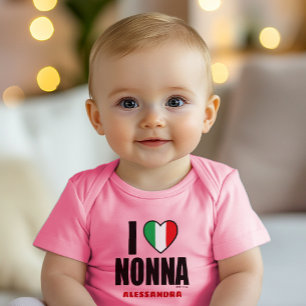 Body I LOVE NONNA personnalisé Pink Baby Bodysuit