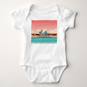 Body Île de coco verte : illustration du coucher du sol