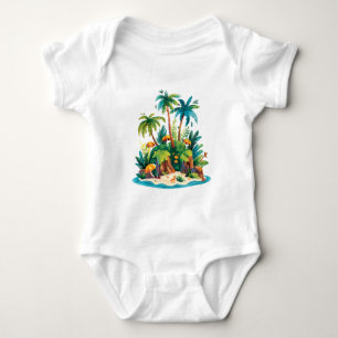 Body Île tropicale – Scène de plage colorée avec des pa