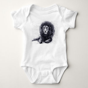 Body Illustration en noir et blanc de lion.
