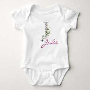 Body Jade Nom Révéler Floral Lettre J Girl Whimsical