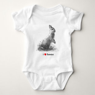 Body J'aime des lapins (de coeur) : Lapin au crayon