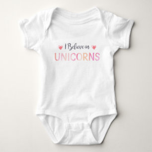 Body Je crois en Unicorns Baby Girl Pink Typography