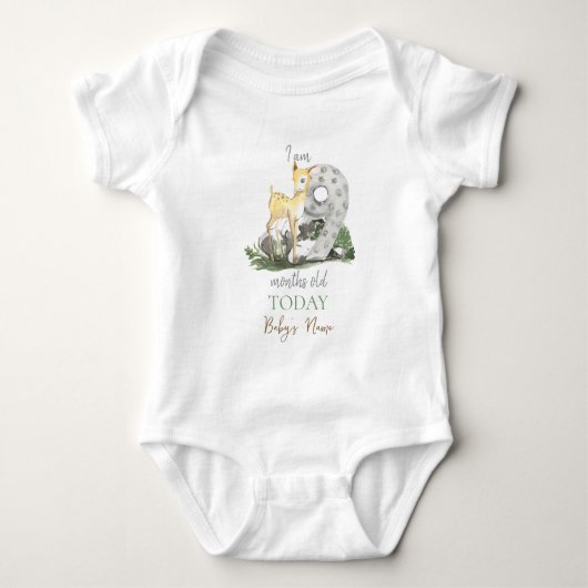 Body Je suis "9" mois Citation Thème Forêt Bébé Cerf (Devant)