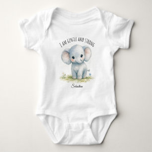 Body « Je suis doux et fort » Cute Baby-Shower éléphant