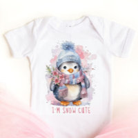 Je suis Neige Mignonne Aquarelle hiver Pingouin de