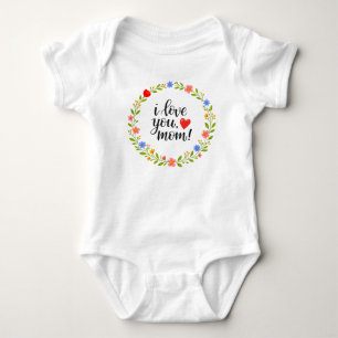 Body Je t'aime maman Fête des mères calligraphie floral