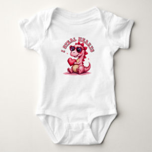 Body Je vole les coeurs, t-shirt bébé dinosaure
