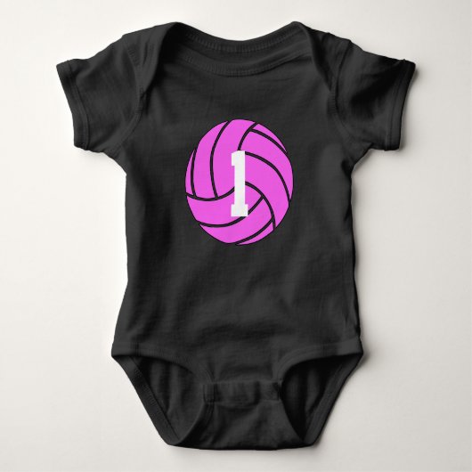 Body Jersey de volley-ball rose Numéro Bodysuit bébé (Devant)