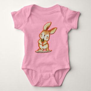 Body Joli Bunny de Pâques Baby Unisex Bodysuit rose