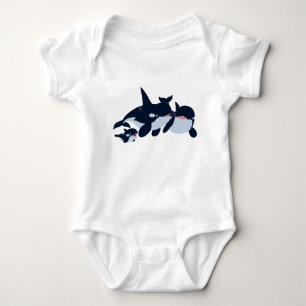Body Joli Cartoon Orca Famille Bébé Bodysuit