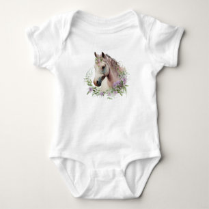 Body Joli cheval avec couronne de fleurs