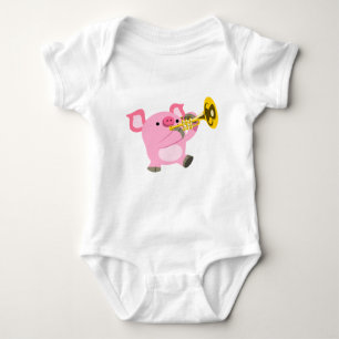 Body Joli cochon de dessin Jouer Trumpet Baby Bodysuit