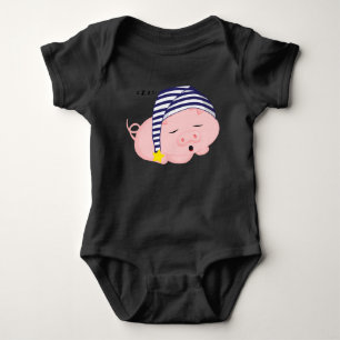 Body Joli Cochon Rose Endormi dans un Bonnet de Nuit