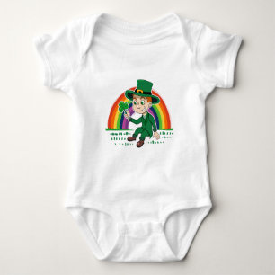 Body Joli dessin animé leprechaun avec shamrock et arc-