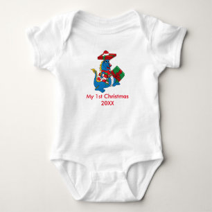 Body Joli dragon bleu bébé Creeper de 1er Noël
