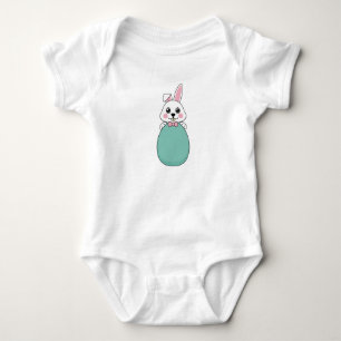 Body Joli lapin blanc tenant l'oeuf de Pâques