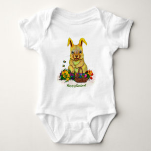 Body Joli lapin de Pâques avec oeufs et fleurs