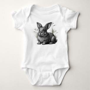 Body Joli lapin gris parmi les herbes