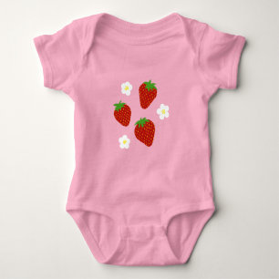 Body Joli motif de fraise sur fond rose