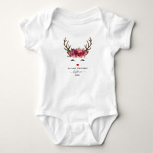 Body Joli Noël Reindeer Floral Monogramme