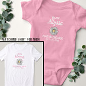 Body Joli nom de bébé rose et blanc Date de naissance