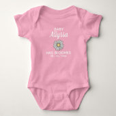 Body Joli nom de bébé rose et blanc Date de naissance (Devant)